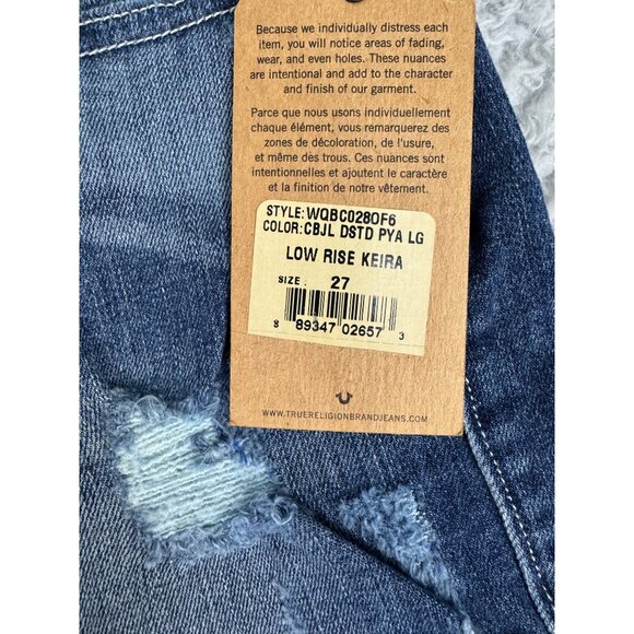 True Religion Womens Low-Rise Keira Denim Shorts Size 27 Distressed Frayed Hem N - Picture 5 of 16